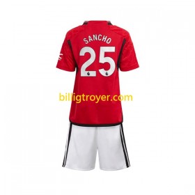 Billige Fotballdrakter Manchester United Sancho 25 Barn Hjemmedraktsett 2023/24 Kortermet